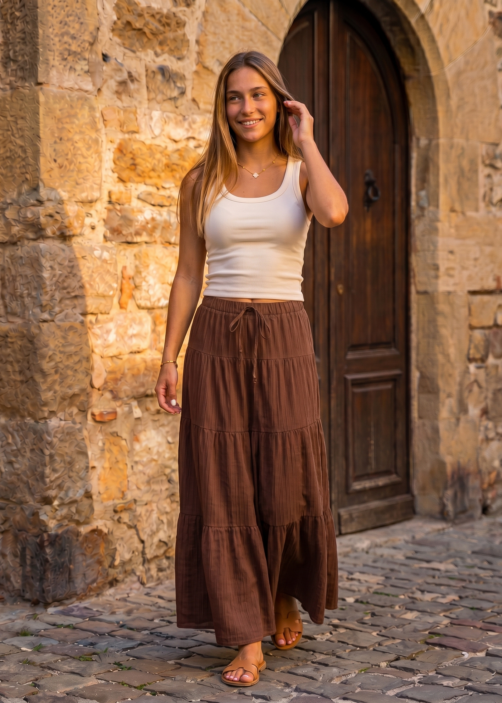 Elin Österlen Skirt Seitenansicht in Braun – Scandi Style | Vera Stockholm