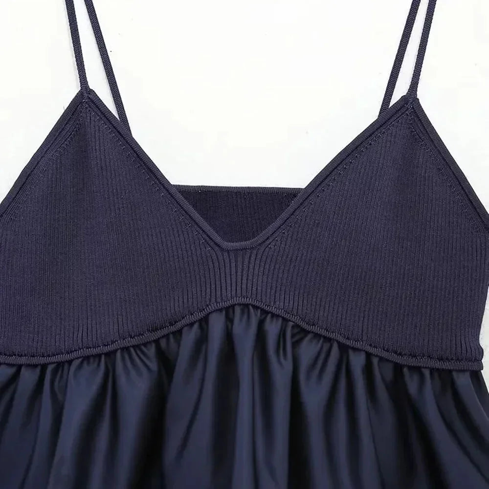 Ladies Blue Crop Top Women Ruffle Knitted Camis Top Woman off Shoulder Corset Top Female Streetwear Backless Women'S Tube Top