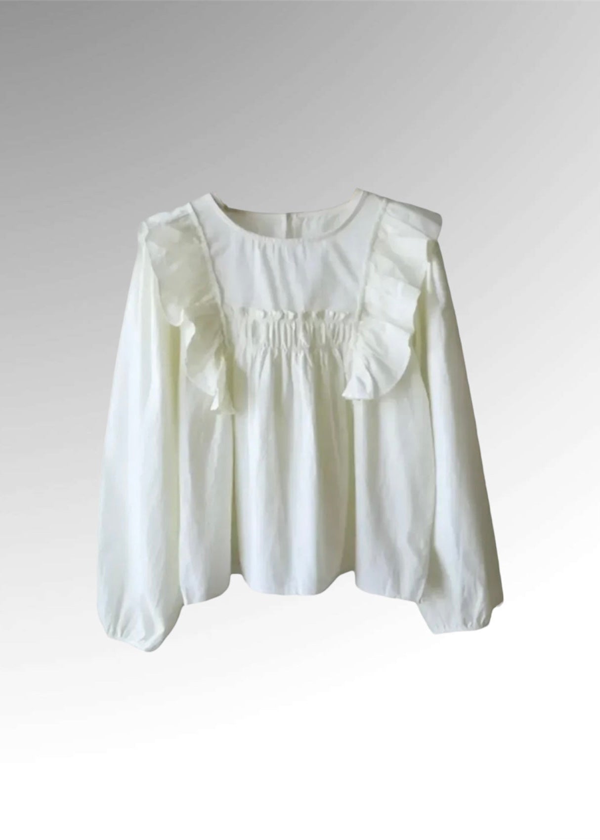 Mia Langsjön blouse Detailaufnahme in Weiß – Vera Stockholm