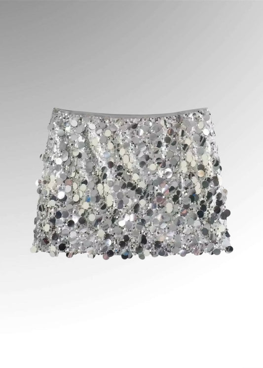 Liv Halmstad Skirt Detailaufnahme in Silber – Vera Stockholm