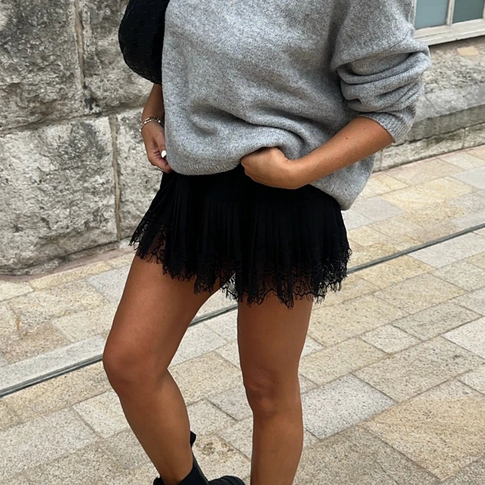 Fashion High Waist Pleated Mini Skirt Chic Ladies Lace Skirt Classic Women Vintage High Street Club Party Y2K Fairy A-Line Skirt