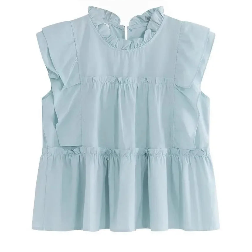 Maillard New Women'S Prince Sleeve Shirt Elegant Stand Collar Top Stylish Design Sensibility Niche Summer Fairy Sleeve Shirt
