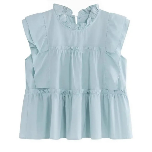 Maillard New Women'S Prince Sleeve Shirt Elegant Stand Collar Top Stylish Design Sensibility Niche Summer Fairy Sleeve Shirt