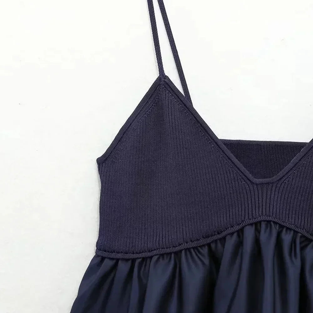Ladies Blue Crop Top Women Ruffle Knitted Camis Top Woman off Shoulder Corset Top Female Streetwear Backless Women'S Tube Top