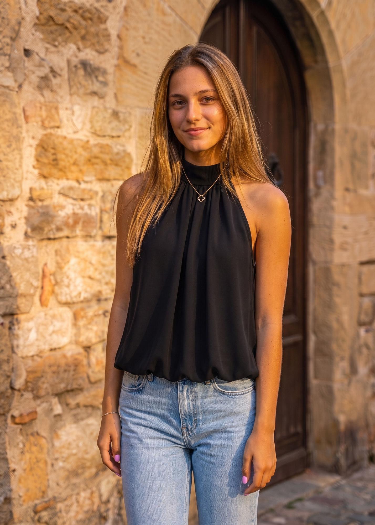 Juni Nyland Top – Top Damen in Schwarz am Model | Vera Stockholm