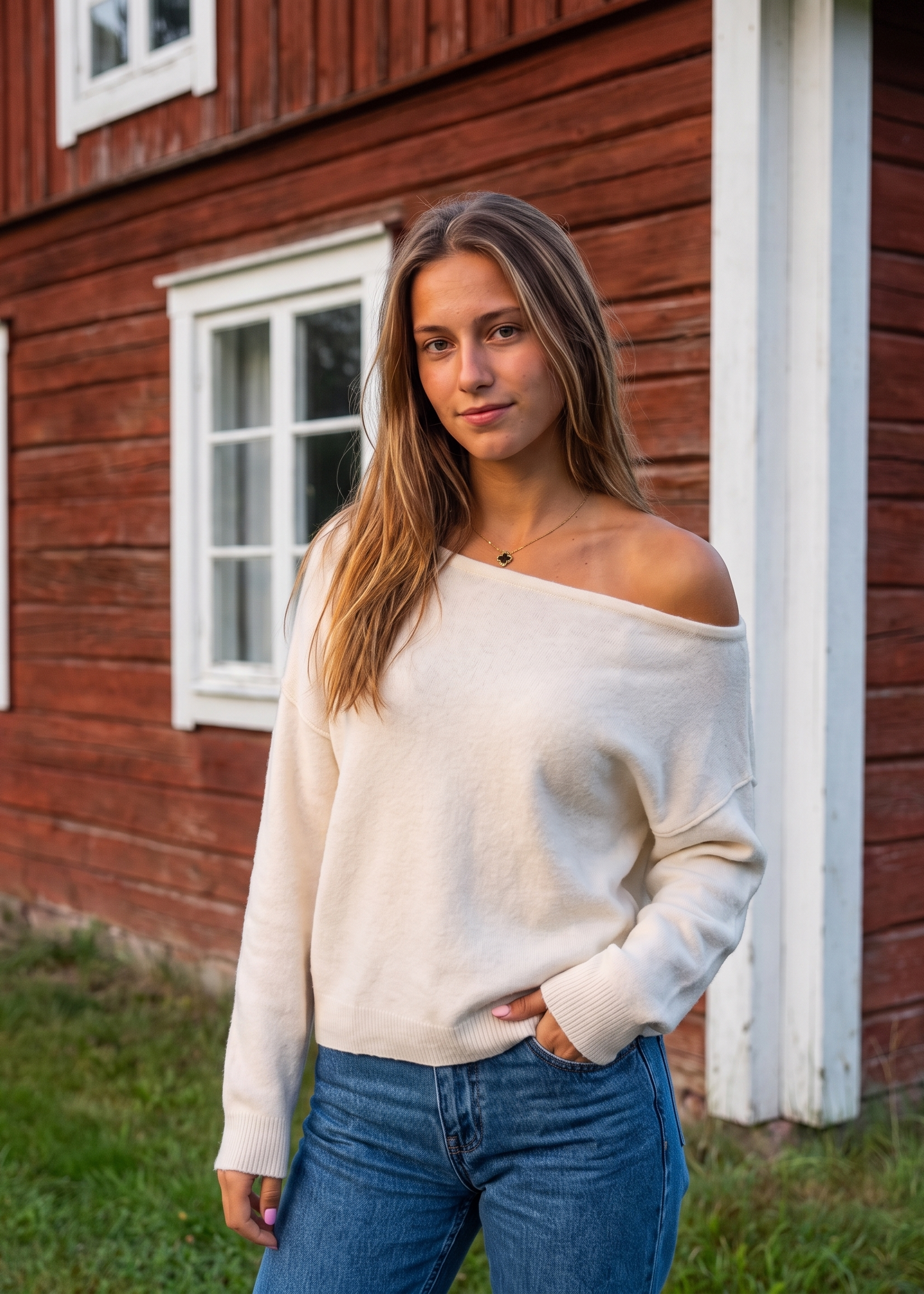 Svedje Vålmsjön Sweater – Pullover Damen in Khaki am Model | Vera Stockholm
