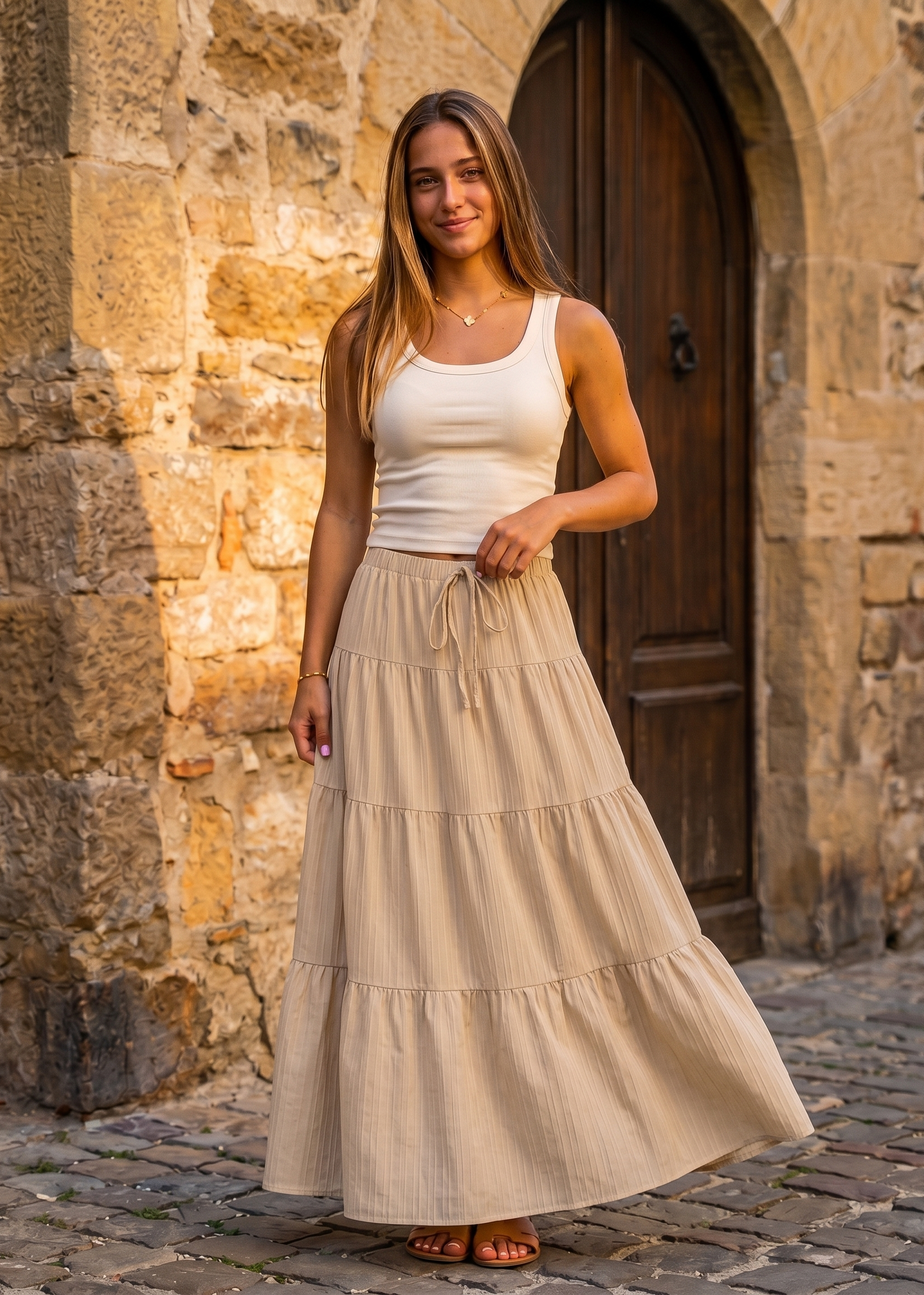 Elin Österlen Skirt Frontansicht in Beige – Stockholm Fashion | Vera Stockholm