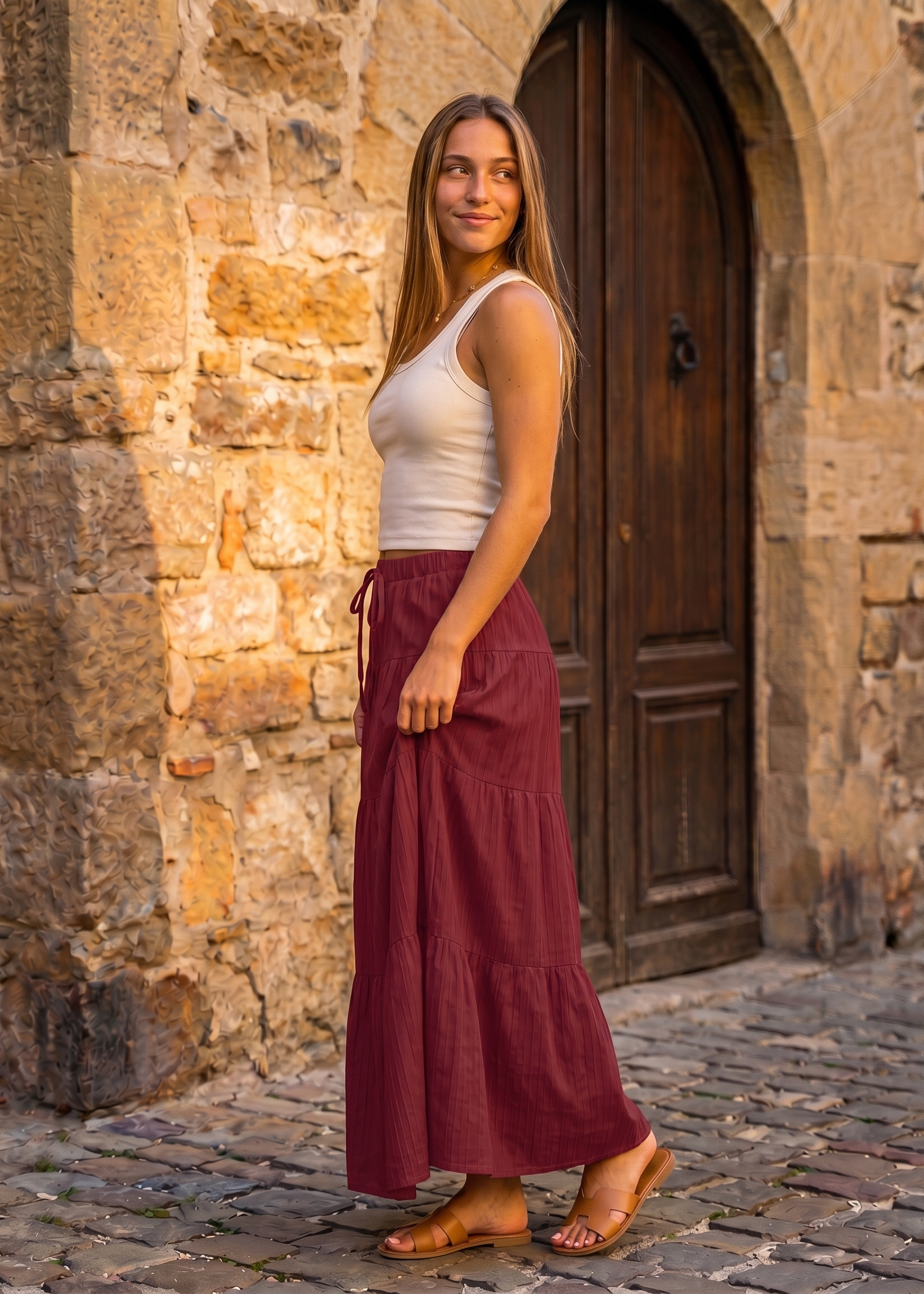 Elin Österlen Skirt Seitenansicht in Rot – Scandi Style | Vera Stockholm