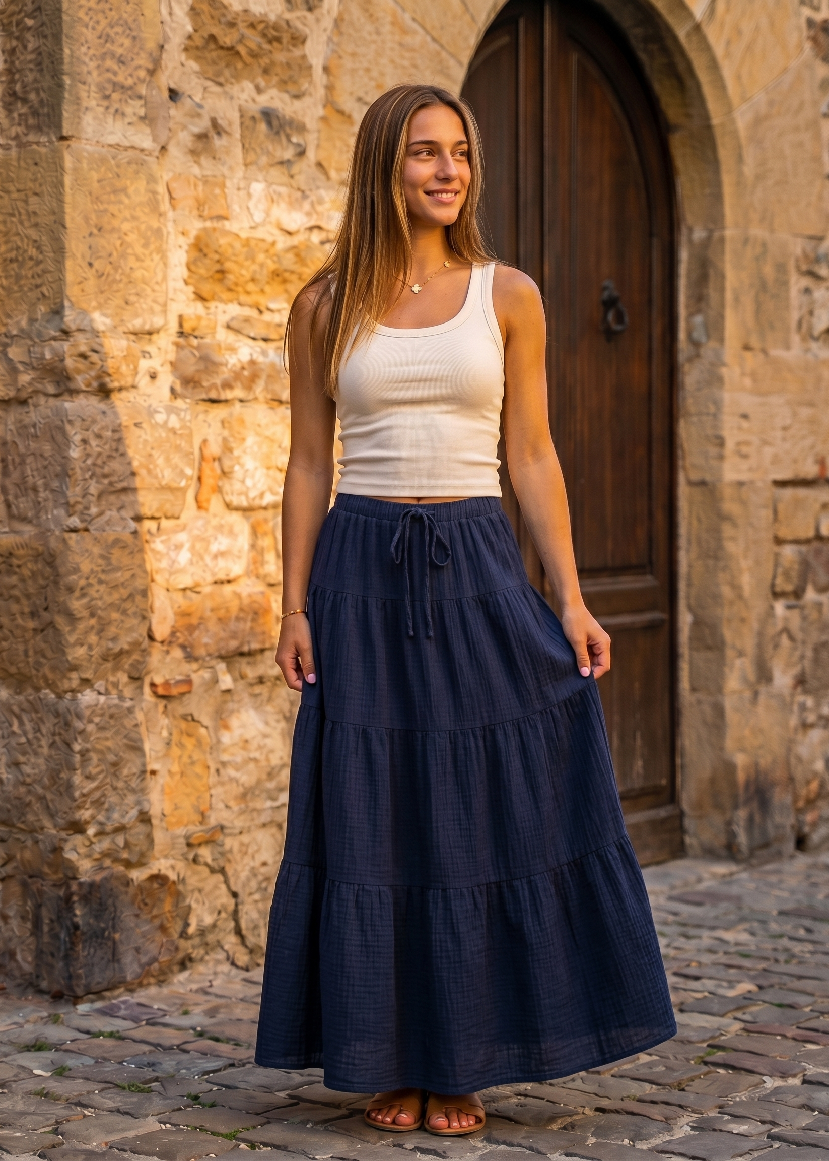 Elin Österlen Skirt Frontansicht in Navy – Stockholm Fashion | Vera Stockholm