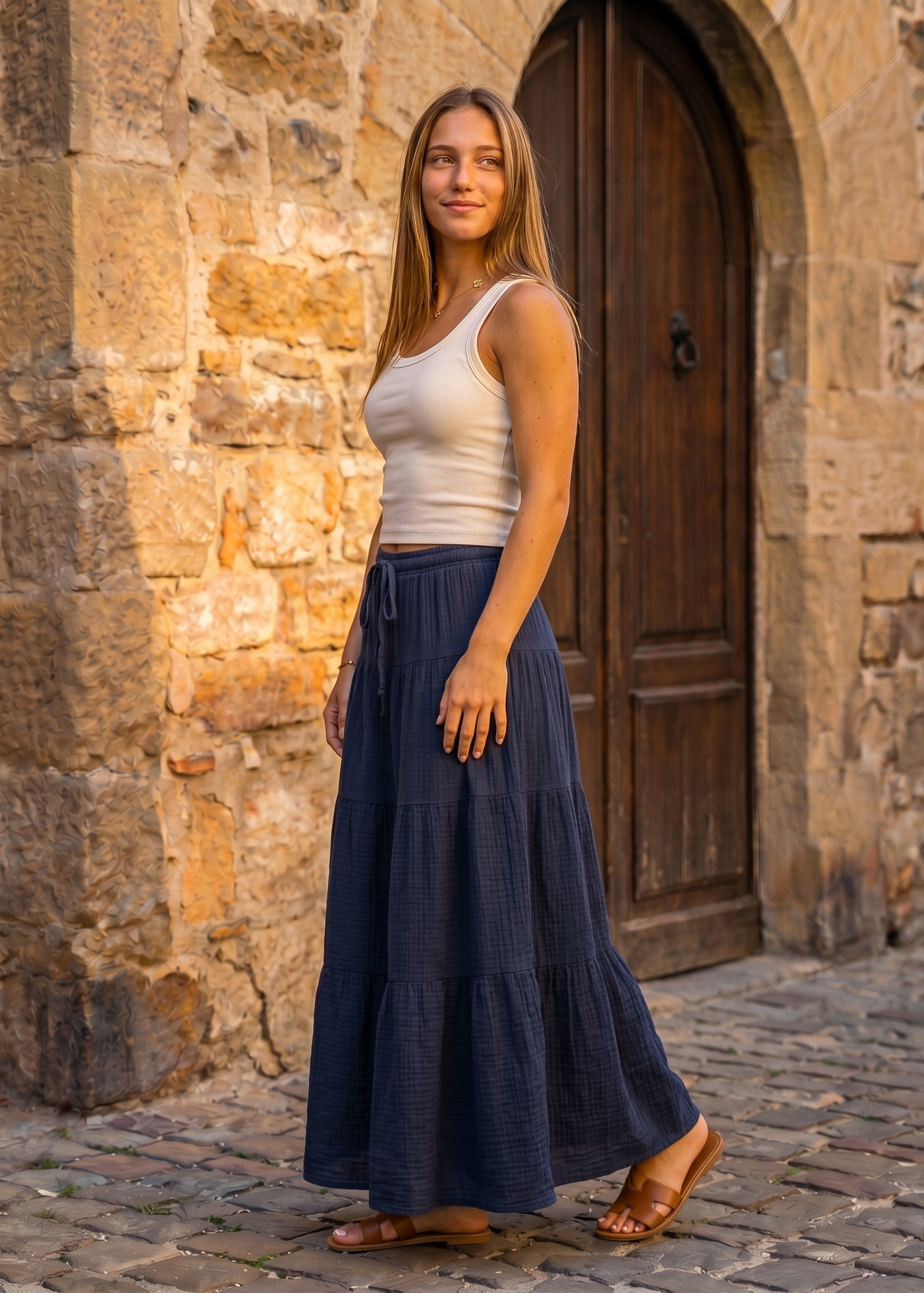 Elin Österlen Skirt Seitenansicht in Navy – Scandi Style | Vera Stockholm