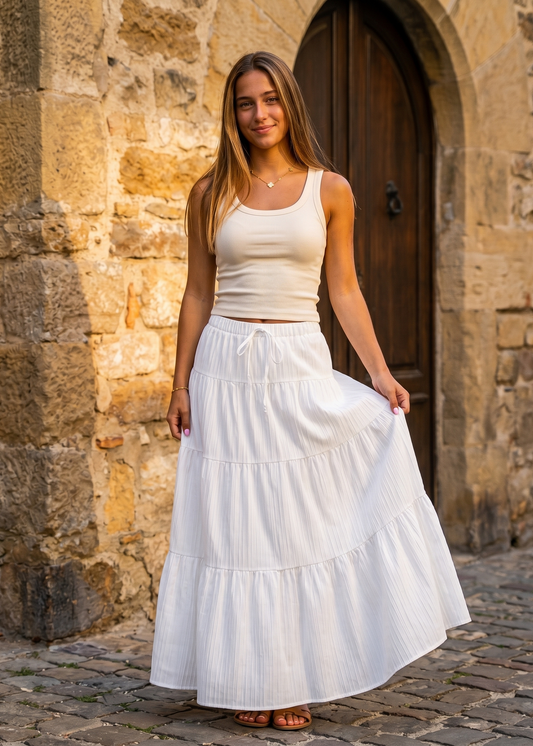 Elin Österlen Skirt Frontansicht in Weiß – Stockholm Fashion | Vera Stockholm